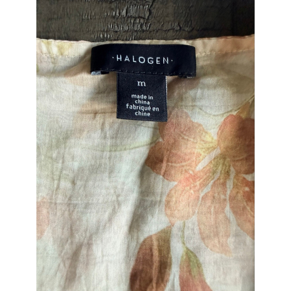 Halogen Sheer Floral Blouse Tie Front Long Sleeve Top Women’s Size M NWT - Picture 4 of 8
